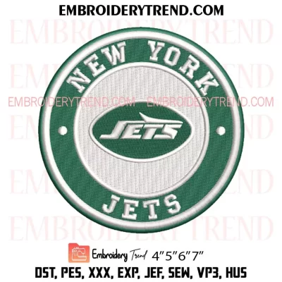 New York Jets Circle Logo Embroidery Design, NFL Team Machine Embroidery Digitized Pes Files