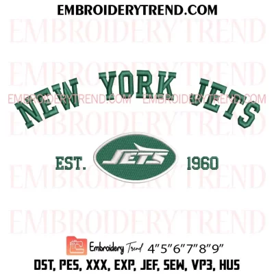 New York Jets Est 1960 Embroidery Design, NFL Logo Machine Embroidery Digitized Pes Files