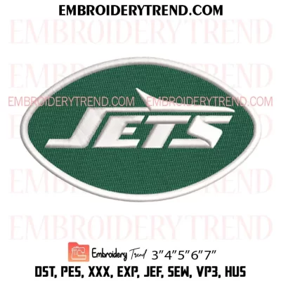 New York Jets NFL Logo Embroidery Design, American Football Machine Embroidery Digitized Pes Files