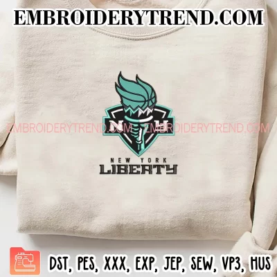 New York Liberty WNBA Embroidery Design, Basketball Team Machine Embroidery Digitized Pes Files