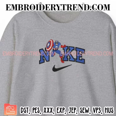 Nike Captain America Embroidery Design, Marvel Movie Machine Embroidery Digitized Pes Files