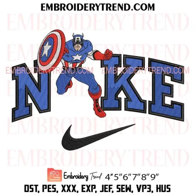 Nike Captain America Embroidery Design, Marvel Movie Machine Embroidery Digitized Pes Files