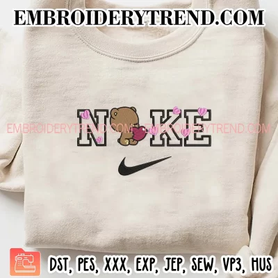 Nike Mocha Bear Embroidery Design, Milk Mocha Bear Valentine Machine Embroidery Digitized Pes Files