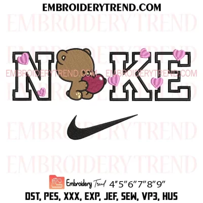 Nike Mocha Bear Embroidery Design, Milk Mocha Bear Valentine Machine Embroidery Digitized Pes Files