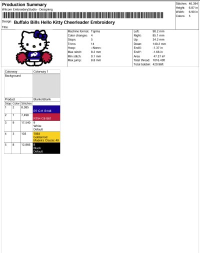 Buffalo Bills Hello Kitty Cheerleader Embroidery Design, American Football Fan Machine Embroidery Digitized Pes Files