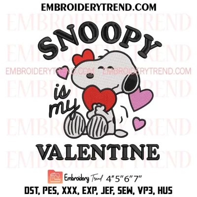 Snoopy Heart Cupcake Embroidery Design, Cute Snoopy Valentine Machine Embroidery Digitized Pes Files