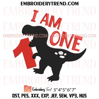 4 Year Old Boy Birthday Dinosaur Embroidery Design, Gift Birthday Machine Embroidery Digitized Pes Files