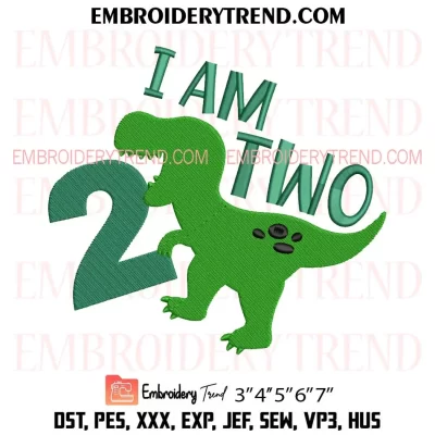 Dinosaur Girl 3ND Birthday Embroidery Design, Gift Birthday Machine Embroidery Digitized Pes Files