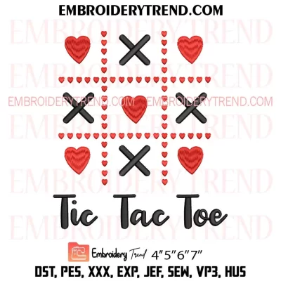 Tic Tac Toe Game Hearts Embroidery Design, Xo Xo Valentine Machine Embroidery Digitized Pes Files