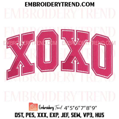 XOXO Embroidery Design, Valentine’s Day Machine Embroidery Digitized Pes Files