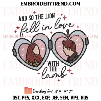 And So The Lion Fell In Love With The Lamb Embroidery Design, Bookish Fandom Machine Embroidery Digitized Pes Files