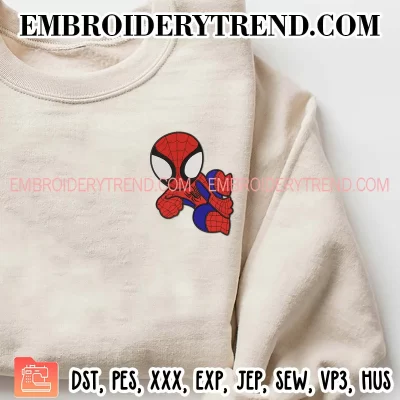 Baby Spider Man Embroidery Design, Spiderman Chibi Machine Embroidery Digitized Pes Files