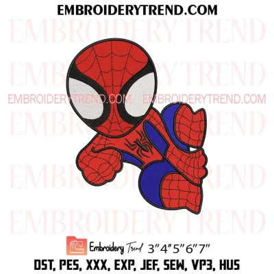 Baby Spider Man Embroidery Design, Spiderman Chibi Machine Embroidery Digitized Pes Files