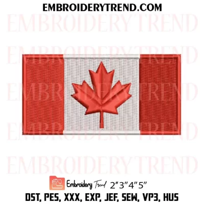 Canada Flag Embroidery Design, Maple Leaf Machine Embroidery Digitized Pes Files