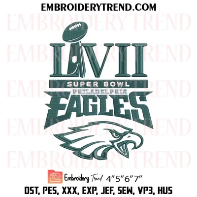 Champions LIX Super Bowl Philadelphia Eagles Embroidery Design, Eagles Super Bowl 59 Machine Embroidery Digitized Pes Files