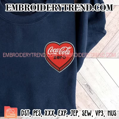 Coca Cola Candy Heart Embroidery Design, Coca Lover Gift Machine Embroidery Digitized Pes Files