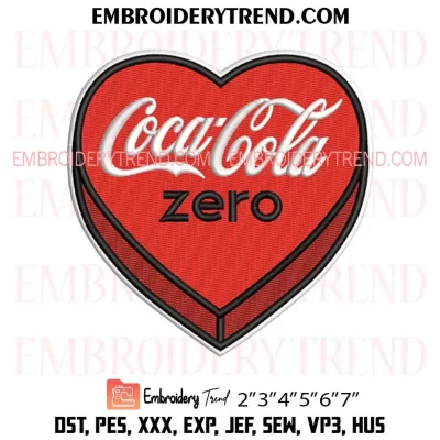 Coca Cola Candy Heart Embroidery Design, Coca Lover Gift Machine Embroidery Digitized Pes Files