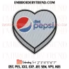 Diet Coke Candy Heart Embroidery Design, Coke Lover Gift Machine Embroidery Digitized Pes Files