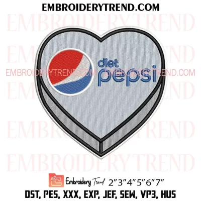 Diet Pepsi Candy Heart Embroidery Design, Pepsi Lover Gift Machine Embroidery Digitized Pes Files