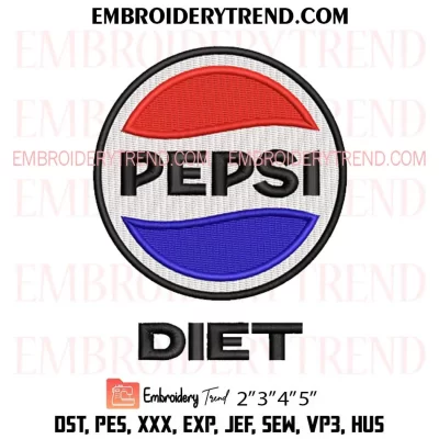 Diet Pepsi Embroidery Design, Pepsi Drink Logo Machine Embroidery Digitized Pes Files