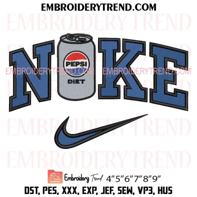 Diet Pepsi x Nike Embroidery Design, Pepsi Drink Machine Embroidery Digitized Pes Files