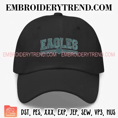 Eagles Varsity Embroidery Design, Philadelphia Eagles Heart Machine Embroidery Digitized Pes Files