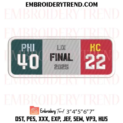 Eagles Win Super Bowl LIX Embroidery Design, Super Bowl 2025 Champions Machine Embroidery Digitized Pes Files