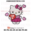 Hello Kitty Letter Heart Embroidery Design, Gift Hello Kitty Valentines Machine Embroidery Digitized Pes Files