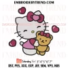 Hello Kitty Holding Heart Be Mine Embroidery Design, Kitty Valentine’s Machine Embroidery Digitized Pes Files