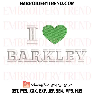 I Love Barkley Embroidery Design, Eagles Barkley 26 Football Machine Embroidery Digitized Pes Files