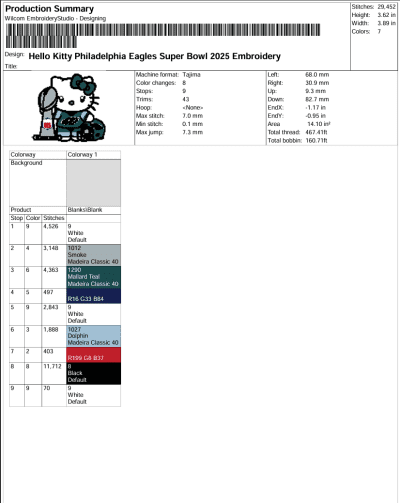 Hello Kitty Philadelphia Eagles Super Bowl 2025 Embroidery Design, NFL Super Bowl Philadelphia Eagles Fan Gift Machine Embroidery Digitized Pes Files