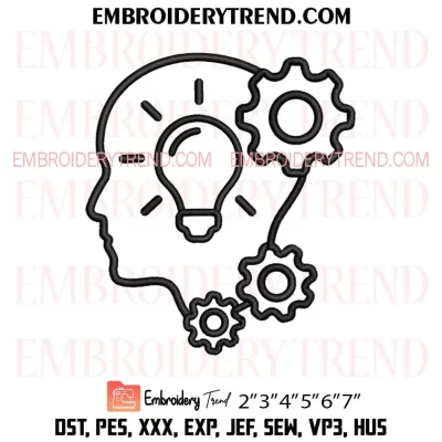 Skill Icon Head Embroidery Design, Head with Lamp Machine Embroidery Digitized Pes Files