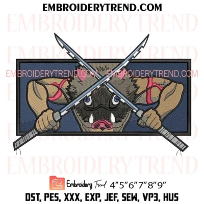 Inosuke Swords Anime Embroidery Design, Demon Slayer Machine Embroidery Digitized Pes Files
