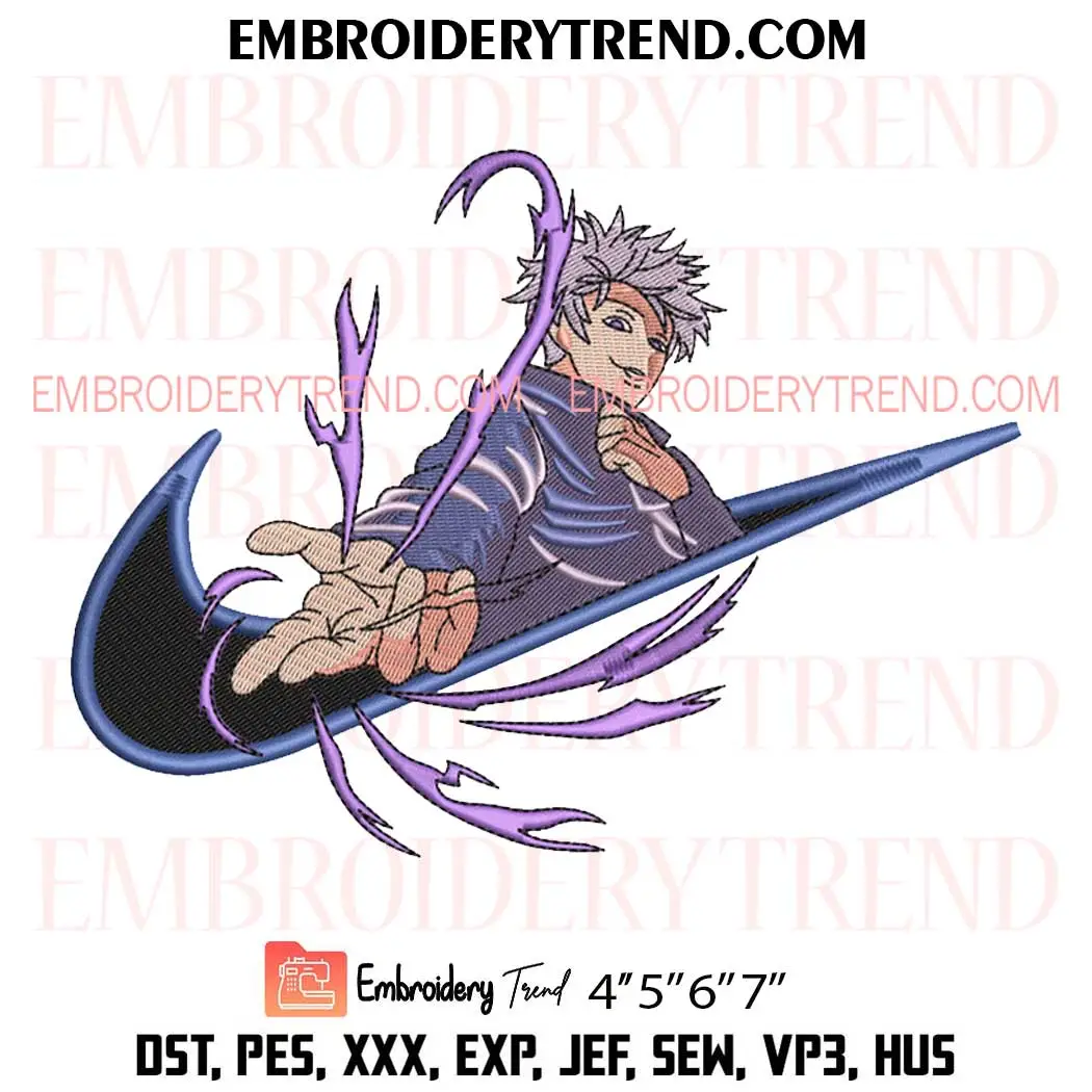 Swoosh Satoru Gojo Embroidery Design, Anime Machine Embroidery Digitized Pes Files Swoosh Satoru Gojo Embroidery Design, Anime Machine Embroidery Digitized Pes Files