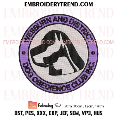 Wesburn and District Dog Obedience Club Embroidery Design, Custom Machine Embroidery Digitized Pes Files