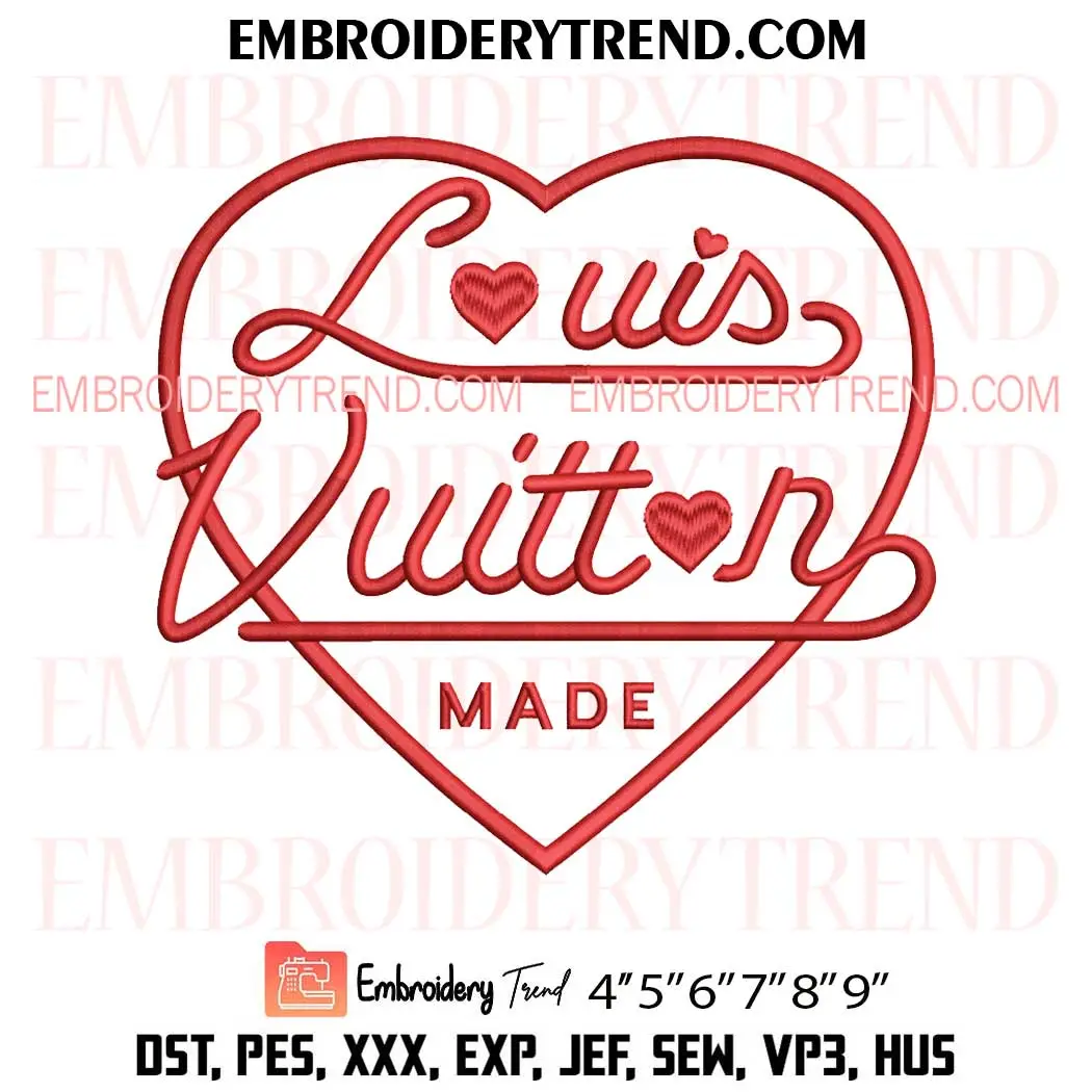 Louis Vuitton Heart Embroidery Design, LV Logo Machine Embroidery Digitized Pes Files Louis Vuitton Heart Embroidery Design, LV Logo Machine Embroidery Digitized Pes Files