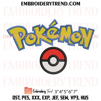 Pokemon Logo Embroidery Design, Anime Machine Embroidery Digitized Pes Files
