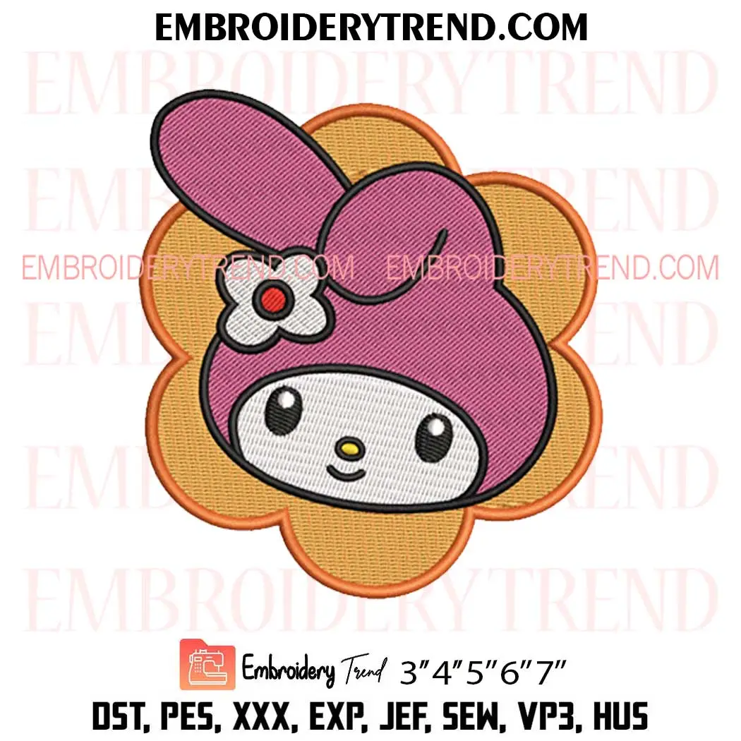Flower My Melody Face Embroidery Design, My Melody Sanrio Machine Embroidery Digitized Pes Files Flower My Melody Face Embroidery Design, My Melody Sanrio Machine Embroidery Digitized Pes Files