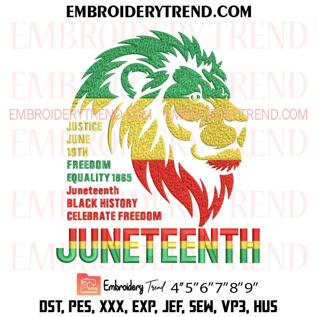 Juneteenth Lion Embroidery Design, Animal Black History Machine Embroidery Digitized Pes Files Juneteenth Lion Embroidery Design, Animal Black History Machine Embroidery Digitized Pes Files