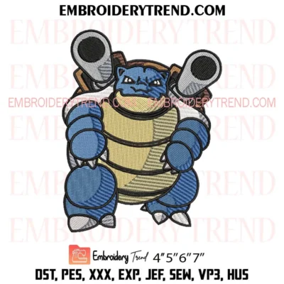 Blastoise Embroidery Design, Pokemon Machine Embroidery Digitized Pes Files