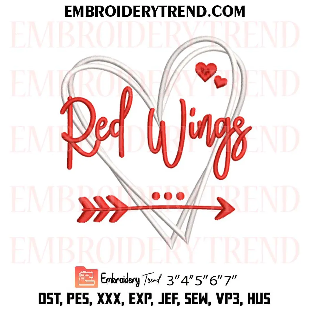 Detroit Red Wings Heart Embroidery Design, NHL Red Wings Machine Embroidery Digitized Pes Files Detroit Red Wings Heart Embroidery Design, NHL Red Wings Machine Embroidery Digitized Pes Files