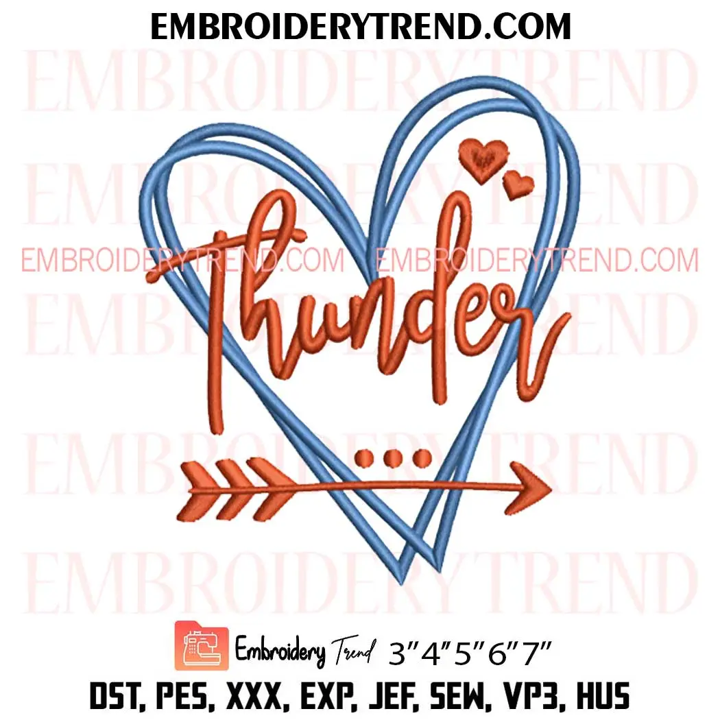 Oklahoma City Thunder Basketball Heart Embroidery Design, NBA Thunder Machine Embroidery Digitized Pes Files Oklahoma City Thunder Basketball Heart Embroidery Design, NBA Thunder Machine Embroidery Digitized Pes Files