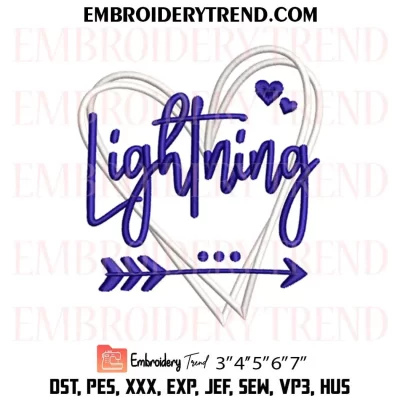 Tampa Bay Lightning Heart Embroidery Design, NHL Lightning Machine Embroidery Digitized Pes Files