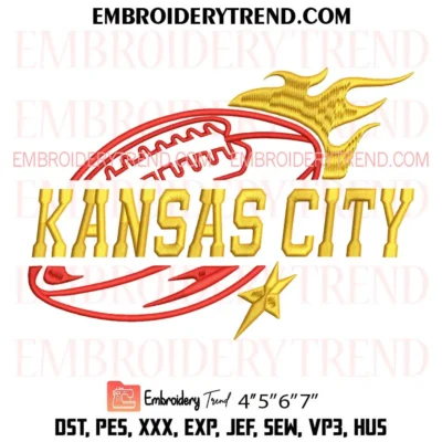 Kansas City Football Embroidery Design, Chiefs Football American Machine Embroidery Digitized Pes Files