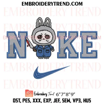 Nike Michael Myers Labubu Embroidery Design, Halloween Michael Myers Machine Embroidery Digitized Pes Files