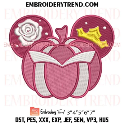 Princess Aurora Pumpkin Mouse Head Embroidery Design, Disney Halloween Machine Embroidery Digitized Pes Files