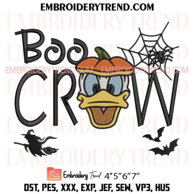 Donald Duck Boo Crew Pumpkin Embroidery Design, Disney Halloween PES Design File