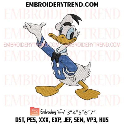 Donald Duck Embroidery Design, Disney PES Design File
