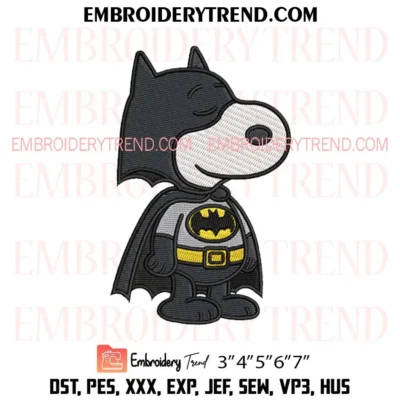 Snoopy Batman Embroidery Design, Peanuts Snoopy Pes Design File
