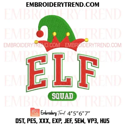 ELF Squad Embroidery Design, Elf Lover Gift Pes Design File